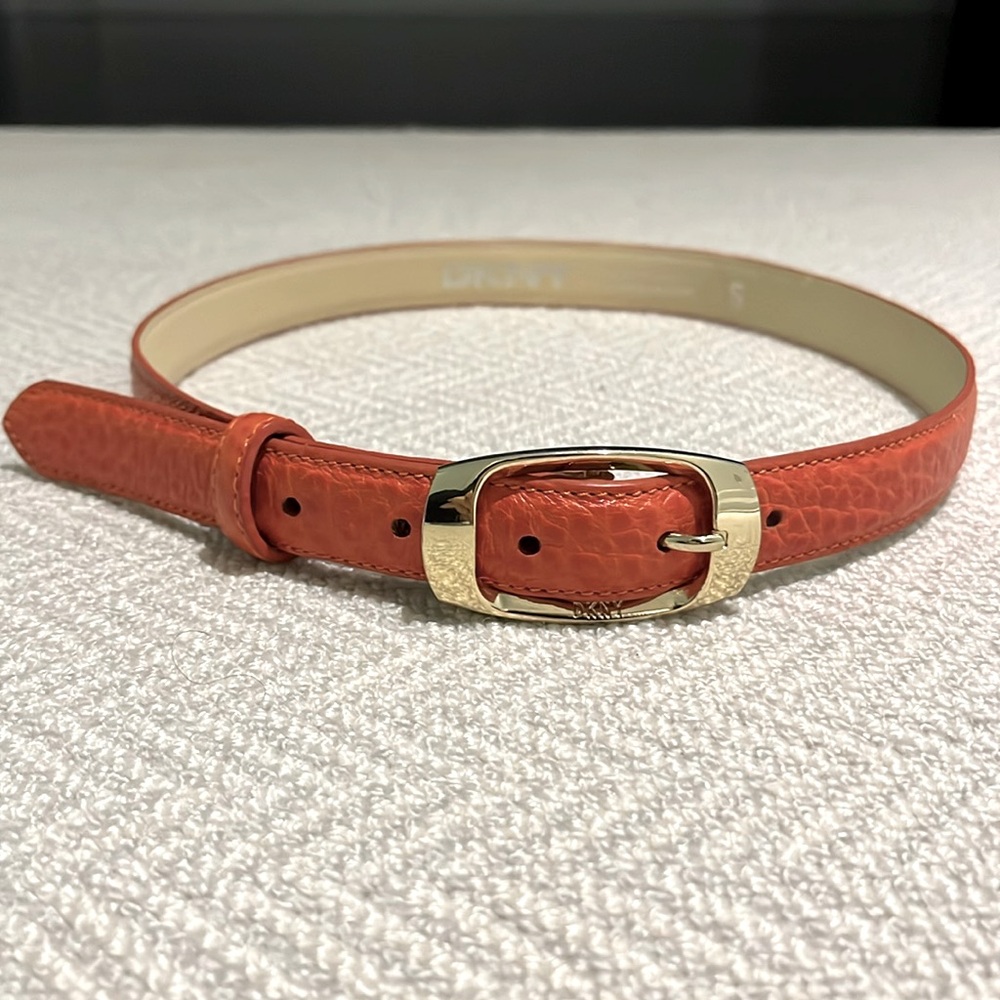 DKNY Leather Belt in Orange